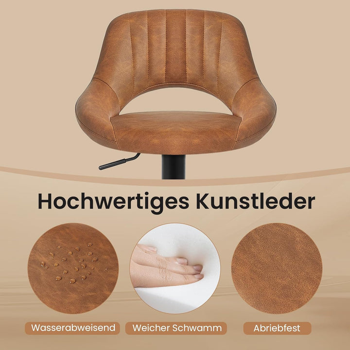 EUGAD 0667BY-2 2X Barhocker Designer Hocker Tresenhocker Bistrohocker 360° drehbar stufenlos höhenve