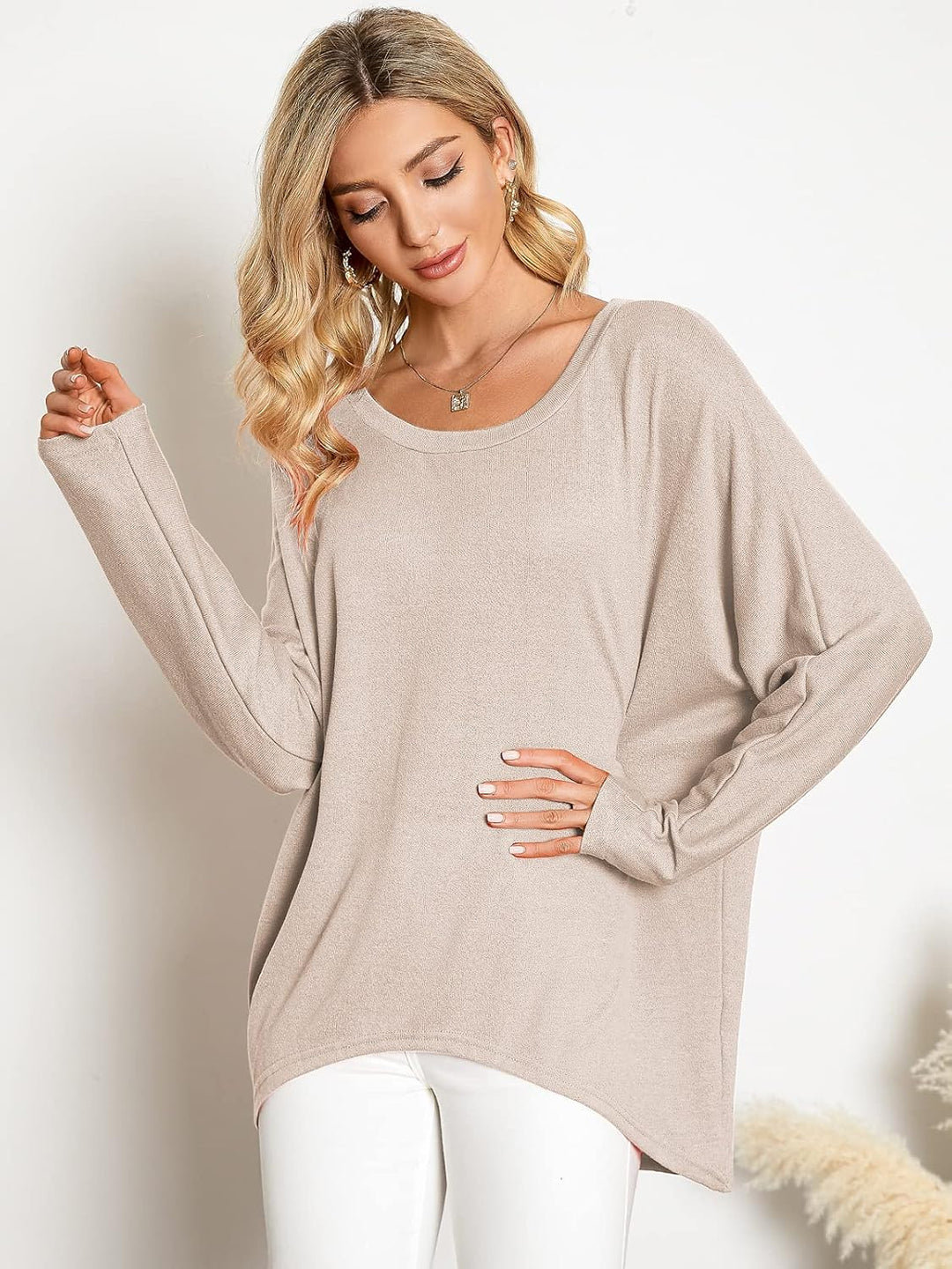 ZANZEA Damen-Pullover, Übergrösse, Feldermausärmel, Langarm-Oberteil, asymmetrisches Shirt, Freizeit