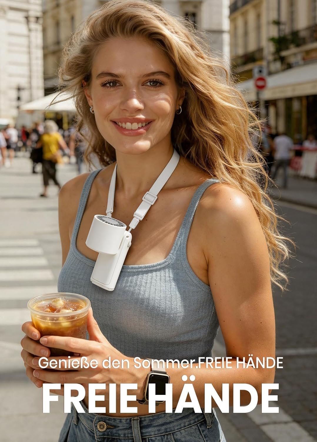 Handventilator Akku aufladbar mit LED-Display & Clip, 1-199 Stufen, 3-in-1 Ventilator für Hand, Nack