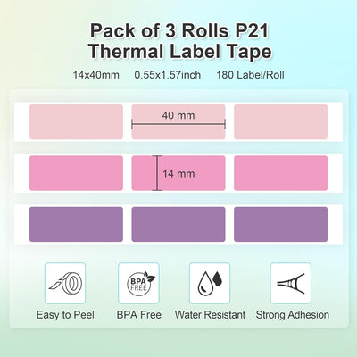 NELKO Original P21 Etikettenband-Ersatz, adaptiertes Etikettendruckpapier, 14 x 40 mm, Standard-lami