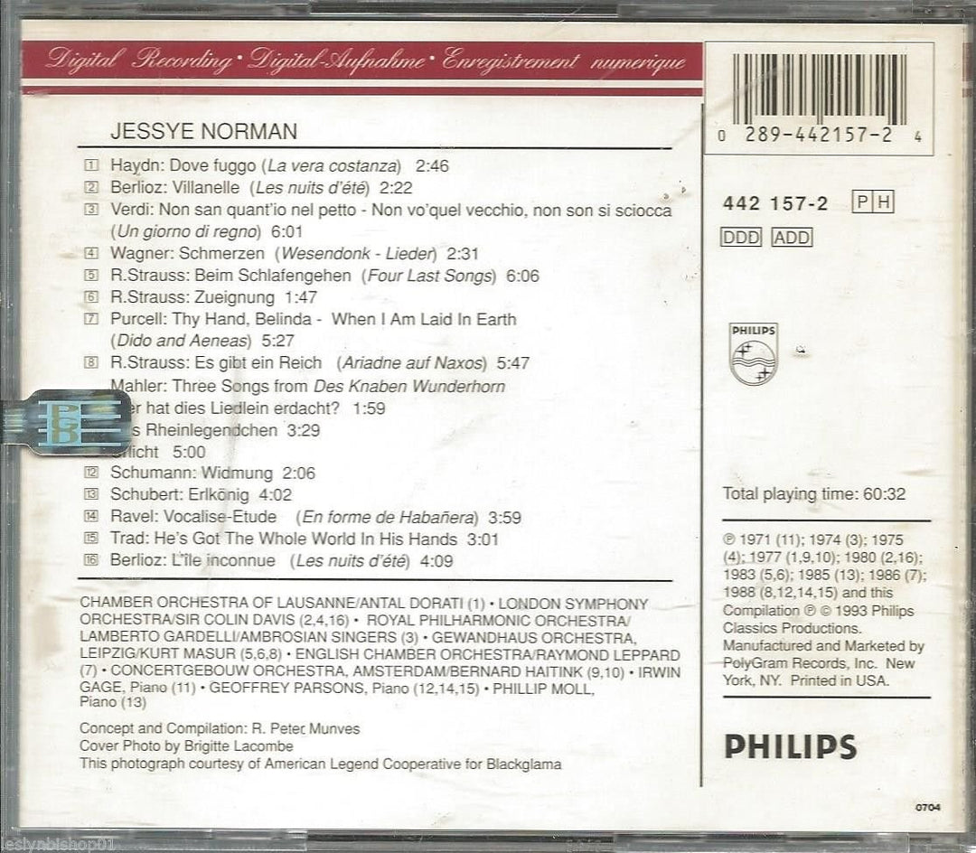 Brava Jessye!, Audio-CD