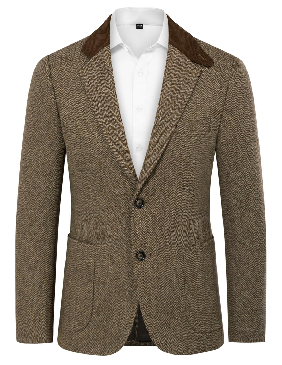 PaulJones Sakko Herren 2 Knöpfe Vintage Blazer Tweed Sakko aus Wollmischung M Braun, M Braun