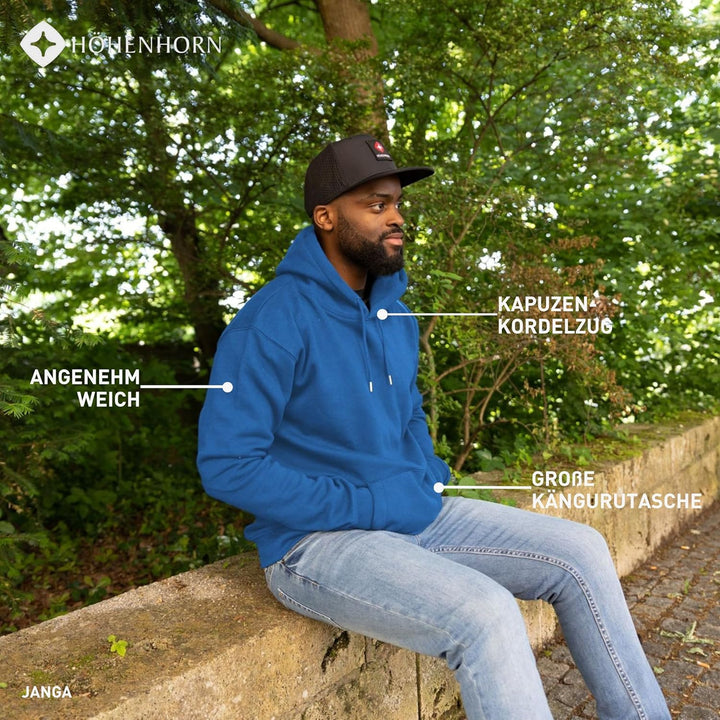 Höhenhorn Janga Hoodie Herren Kapuzen Pullover Hoody Sweatshirt aus Hochwertiger Baumwolle S Blau, S