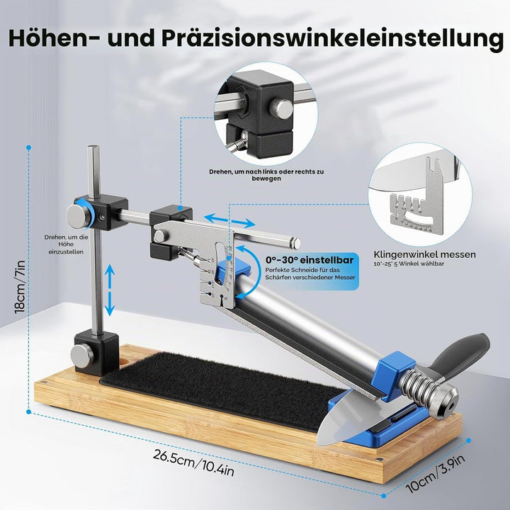 Messerschärfer Profi Set mit Aufbewahrungsbox aus Holz, Professioneller Messerschleifer mit Schnells