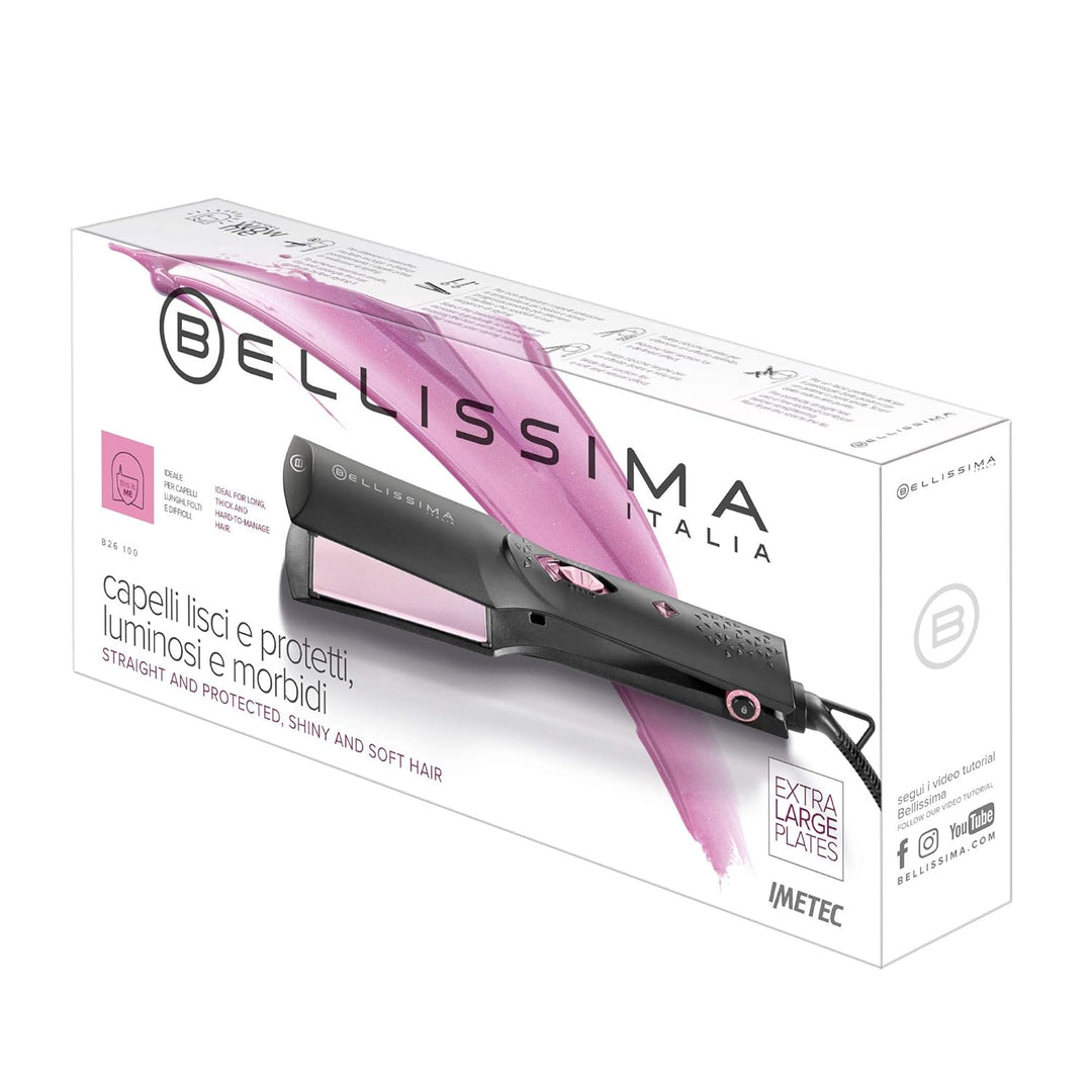 Bellissima B26 100 Glätteisen für langes oder schwer zu regulierendes Haar, extra grosses Format, Ke
