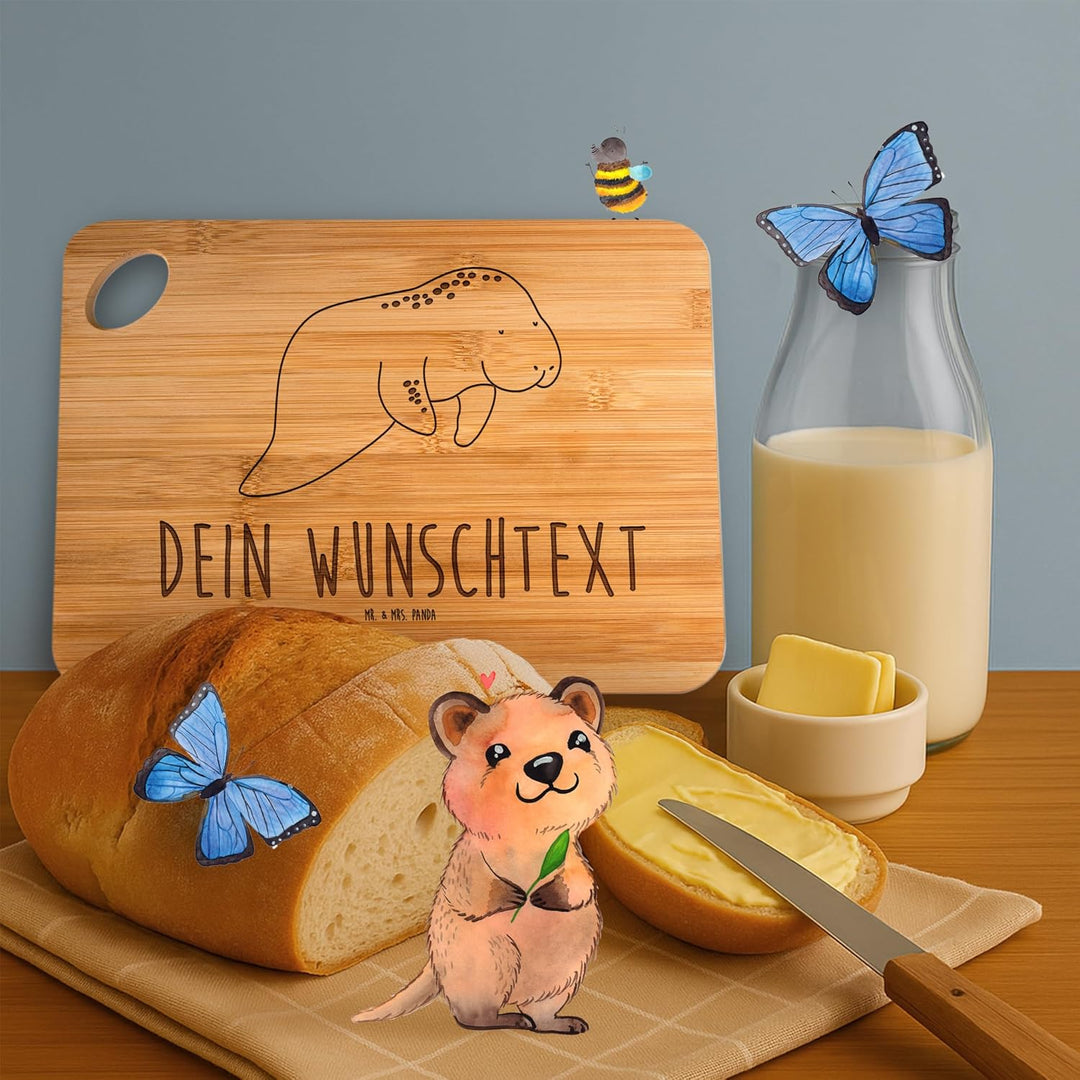Mr. & Mrs. Panda Holzschneidebrett mit Gravur Seekuh Chillen - Personalisierte Geschenke, Personalis
