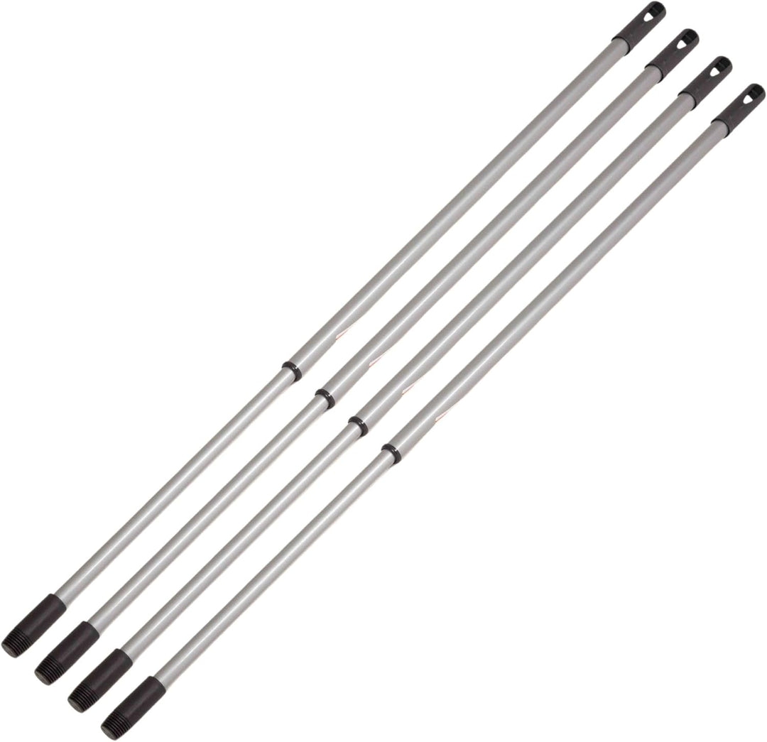 Novaliv 4 Stück Teleskop Besenstiel mit Gewinde 79-130 cm Silber Metallstiel für Besen deutsches Gew