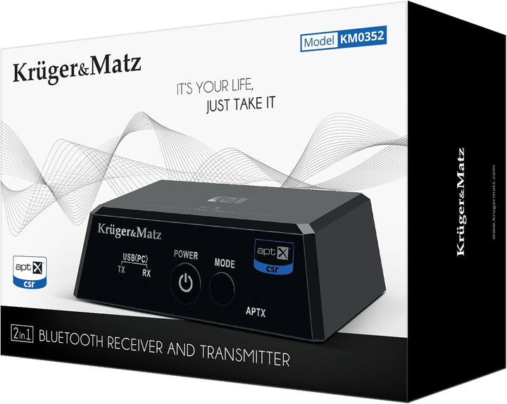 Krüger&Matz 2in1 Bluetooth HiFi Audio Empfänger und Sender (Apt-X, NFC) Modell BT-1 KM0352, schwarz