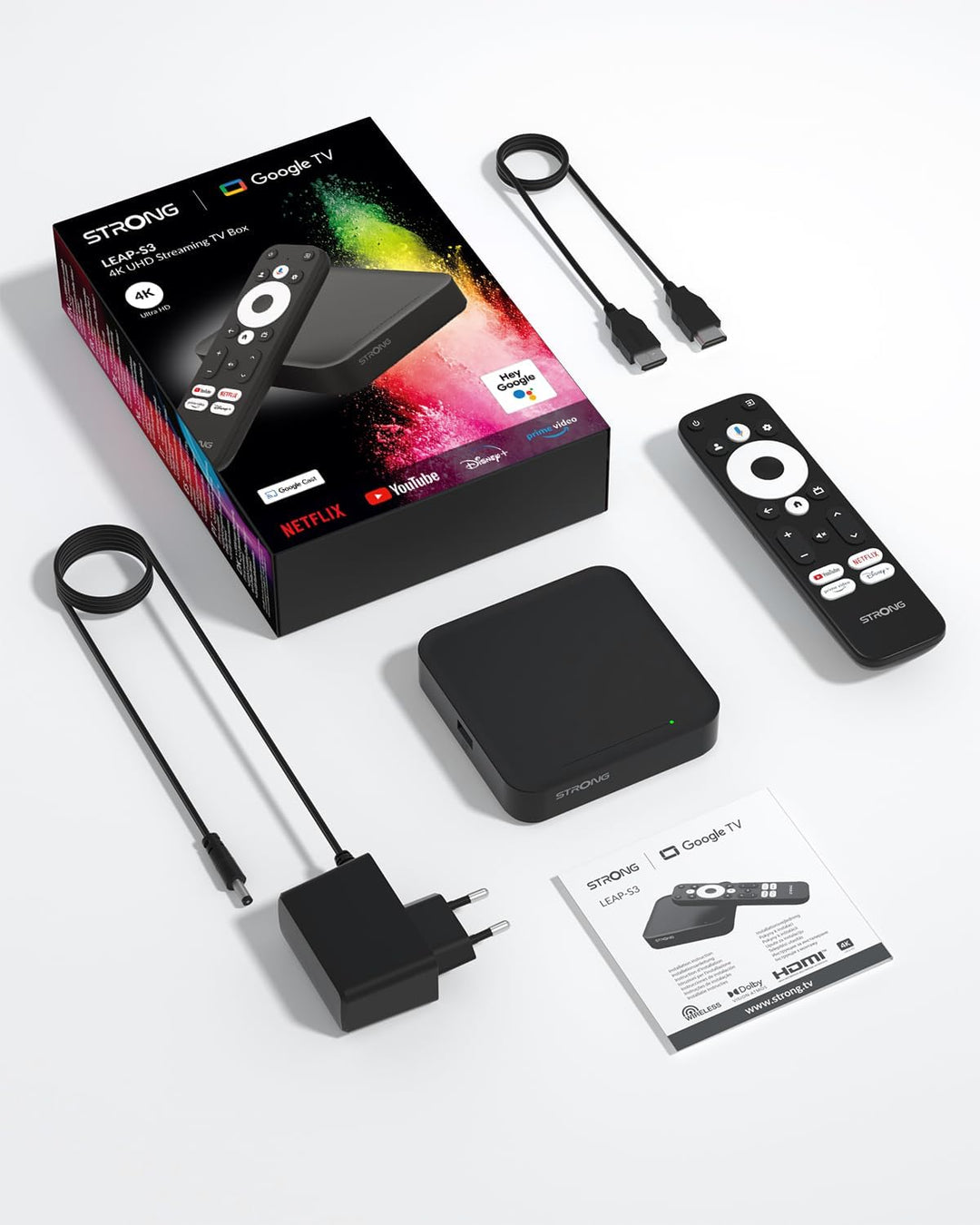 STRONG LEAP-S3 | Google TV-Box mit Android 11 | 4K UHD-Auflösung | Bluetooth-Sprachfernbedienung und