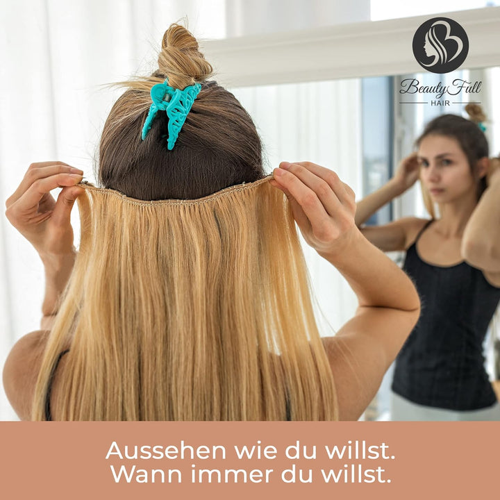Beauty Full Hair Clip in Extensions Echthaar|Haarverlängerung Echthaar Clip In|Lang & Voluminös|Echt
