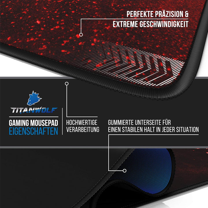 CSL-Computer XXL Speed Gaming Mauspad Titanwolf 900 x 400 mm XXL Mauspad Tischunterlage Grosse Gröss