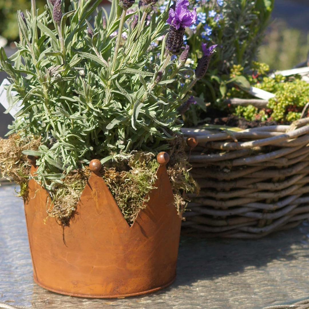 UNUS Krone Rost, Gartendeko Rostoptik, Edelrostrost Deko für Garten, Terrasse Balkon Blumentopf (gro