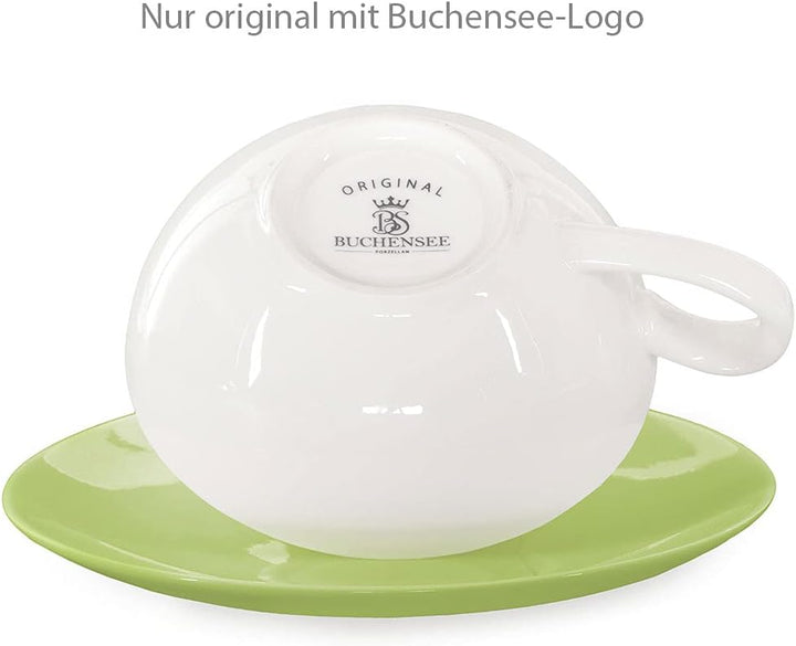 Tea for One mit Sieb Lena 500ml aus Crystal Bone China Porzellan in grün. Teekanne + Teetasse + Unte