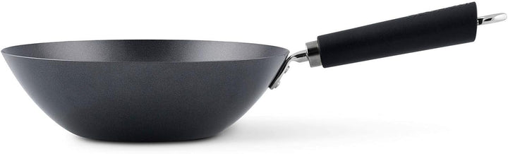 Ken Hom grosser Wok 27 cm Induktion Antihaft aus Karbonstahl mit Phenolharz-Griff - Set inkl. Hackme