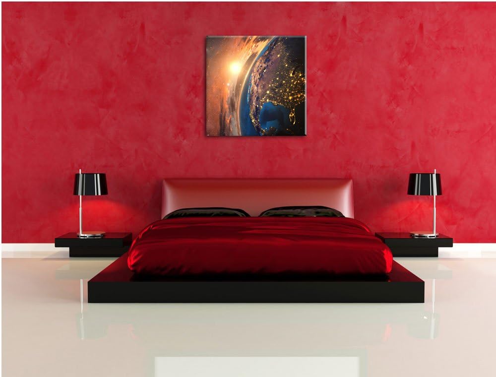 Pixxprint 3D-Rendering von detaillierten bunten Erde, Format: 70x70 auf Leinwand, 70x70