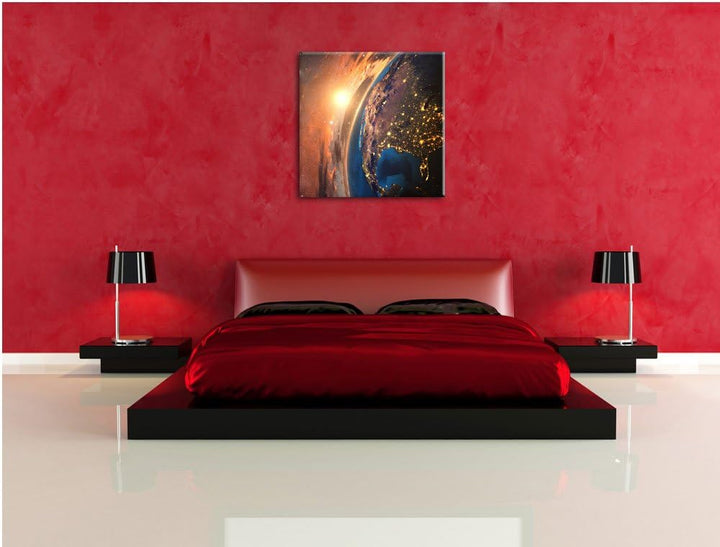 Pixxprint 3D-Rendering von detaillierten bunten Erde, Format: 70x70 auf Leinwand, 70x70