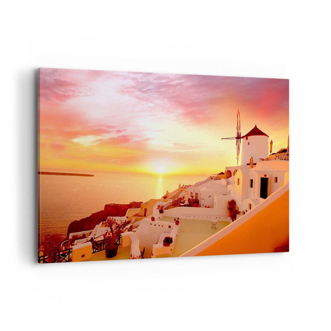 Bilder auf Leinwand 100x70cm Leinwandbild Santorini Griechenland Urlaub Gross Wanddeko Bild Schlafzi