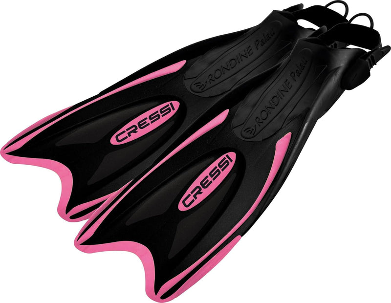 Cressi Palau Saf Fins Einstellbare Kurze Flossen zum Schwimmen und Schnorcheln Schwarz/Rosa Lange Fl