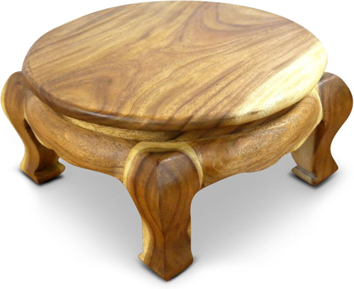 livasia Runder Opiumtisch, Beistelltisch, Massivholztisch, Nachttisch, Podest Natur 50cm, Natur 50cm