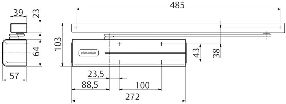 Tesa Assa Abloy DC500-D9016 DC500 Türschliesser mit Gleitschiene für Türen, weiss Weiss DC500, Weiss