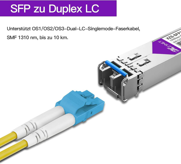 1000BASE-LX SFP Transceiver, 1.25G SFP zu LC Singlemode Fiber Modul für Cisco GLC-LH-SMD, Ubiquiti U