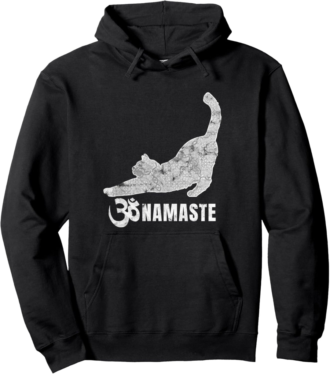 Katze Yoga Namaste OM Cat Mediation Damen Geschenk Pullover Hoodie