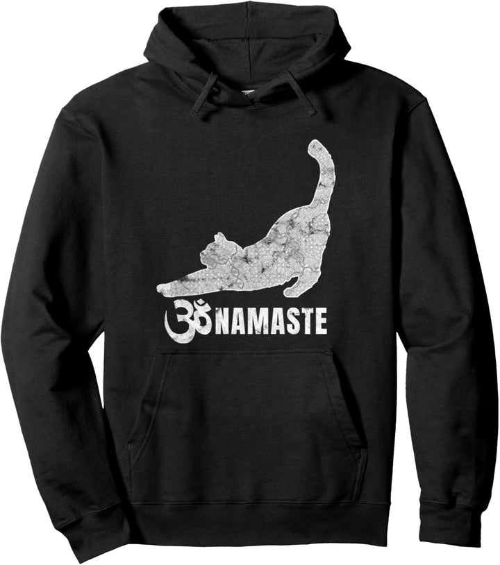 Katze Yoga Namaste OM Cat Mediation Damen Geschenk Pullover Hoodie