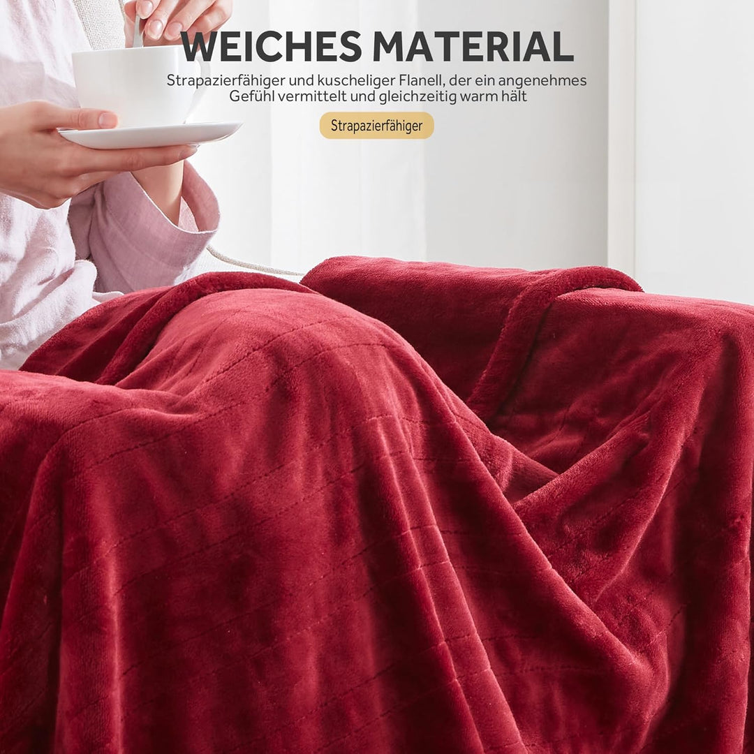 Elektrische Heizdecke, Flanell, 130 x 180 cm, 6 Temperaturstufen, 1-10 Stunden, automatische Abschal