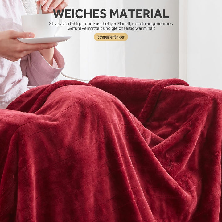 Elektrische Heizdecke, Flanell, 130 x 180 cm, 6 Temperaturstufen, 1-10 Stunden, automatische Abschal