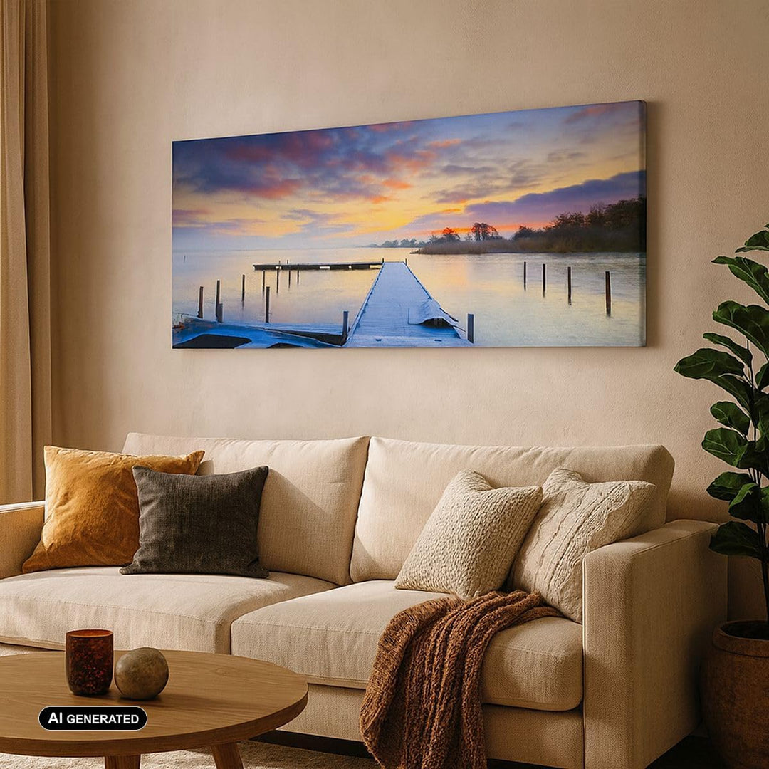 Wandbilder Dekoration Wohnzimmer Niederlande Natur Meer Sonnenuntergang Bilder auf Leinwand 120x50cm