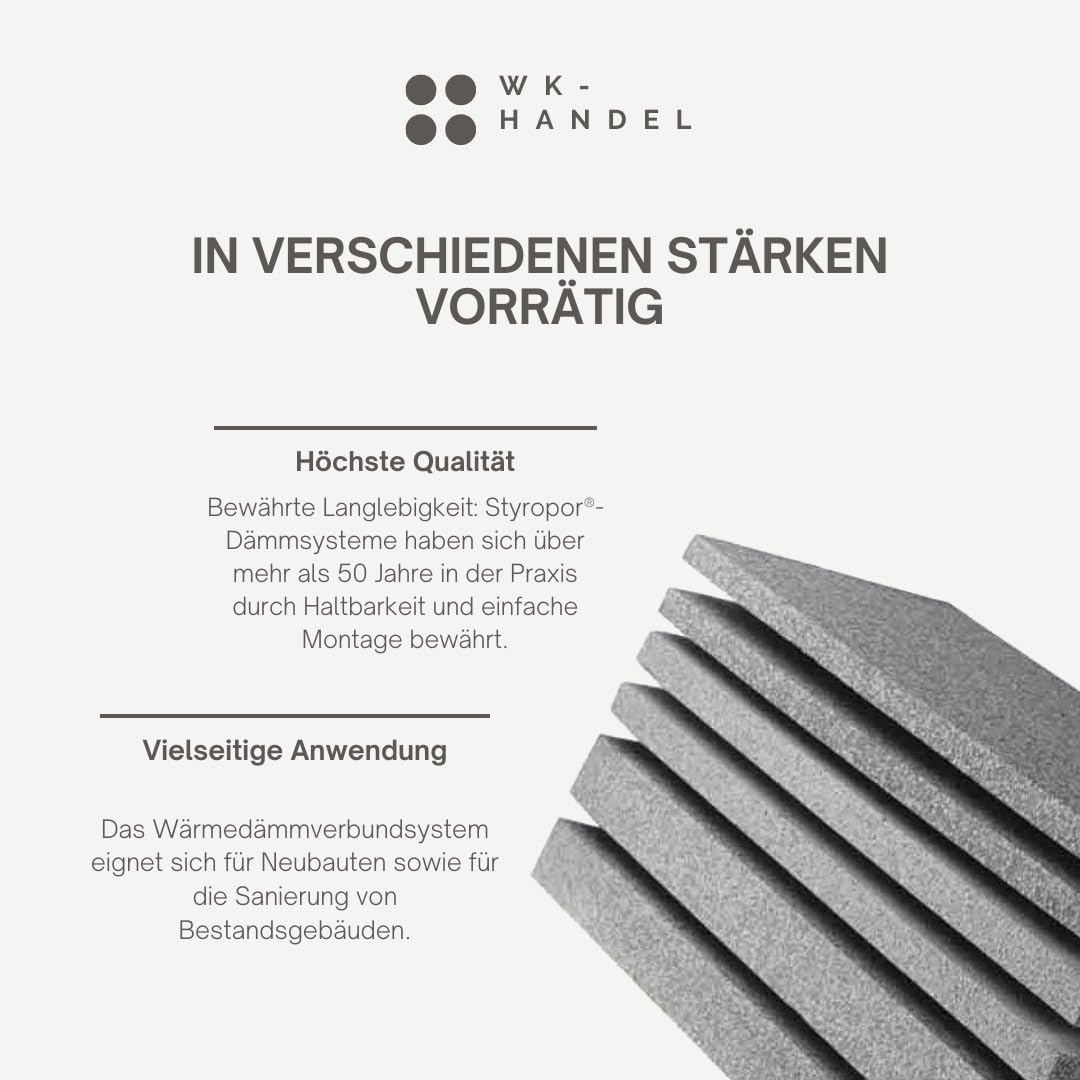 Wärmedämmplatten, verschiedene Stärken WLG 032, 1000 x 500 mm, EPS NEO Fassadendämmung – Styropor WD