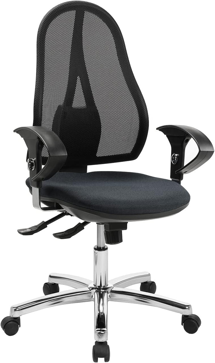 Topstar Open Point SY Deluxe inkl. AL U2 Chrom grau KC2 meliert Grau Kc2 Netzrücken schwarz, Grau Kc