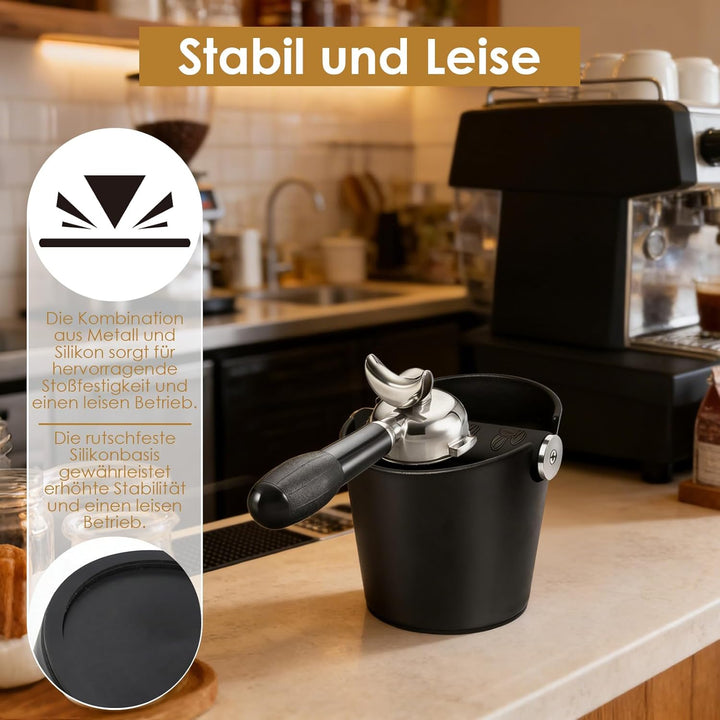 Abklopfbehälter für Siebträger,Gross Knock Box Stossdämpfende,Kaffeesatz Abschlagbehälter mit Abnehm