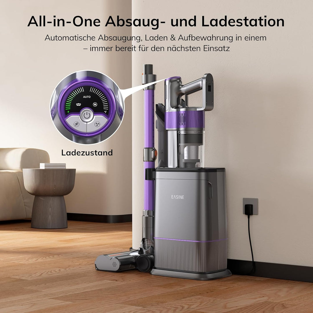 Akku Staubsauger mit Absaugstation und Ladestation 35kPa/350W/45Min