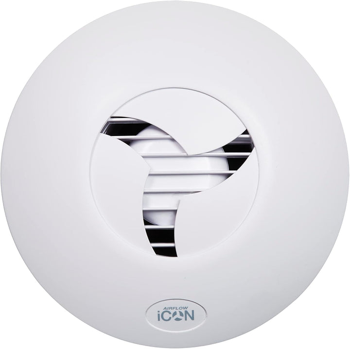 Airflow iCON 15 Timer-Abluftventilator-Set – 100 mm/4 Zoll – Mit Timer-Modul, weissem Lüftungsgitter