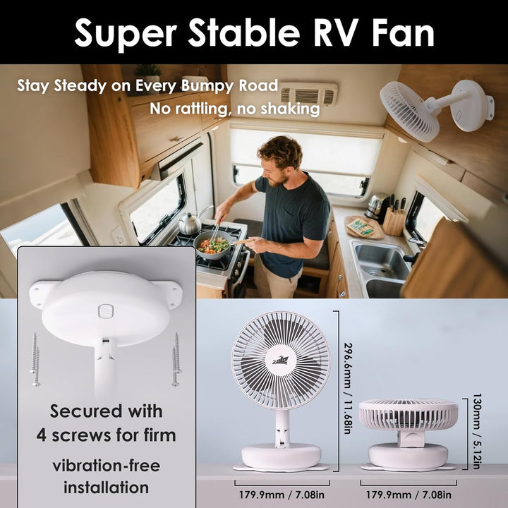 2012 ZOIZ 12V Wohnmobil Wandventilator mit LED Licht – Leiser oszillierender Ventilator für Caravan,