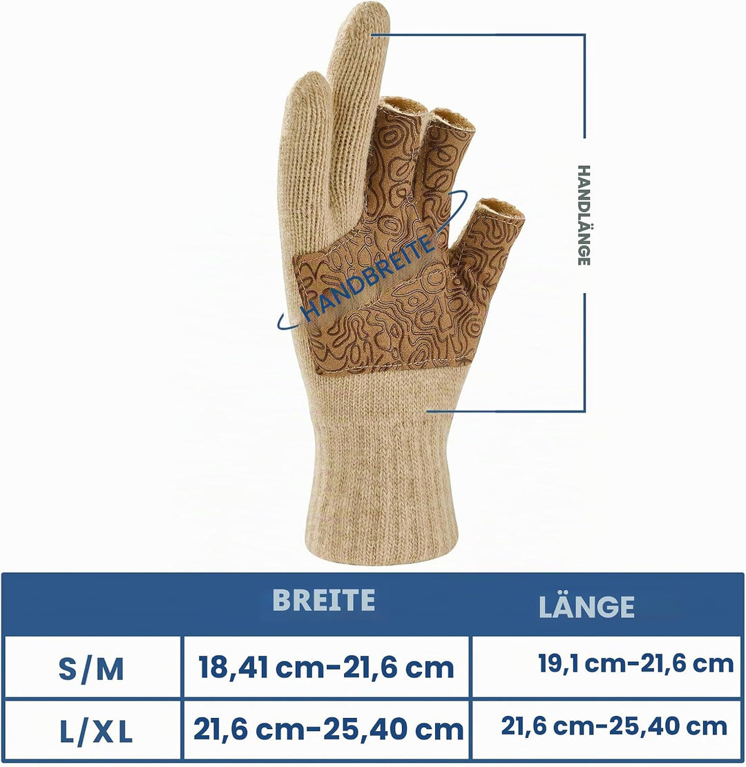 Palmyth Wolle Angelhandschuhe 3-Schnitt-Finger Warm für Männer und Frauen Kaltes Wetter Fingerlose H