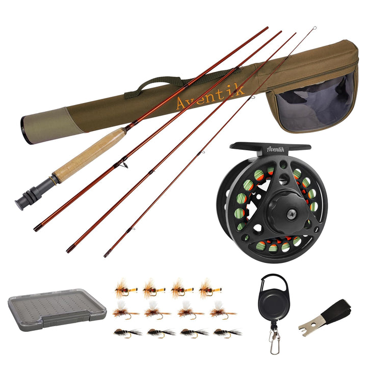 Aventik Extreme Fliegenfischer-Komplettset, Starter-Set mit Fliegenrute und Rolle für Schnurklassen