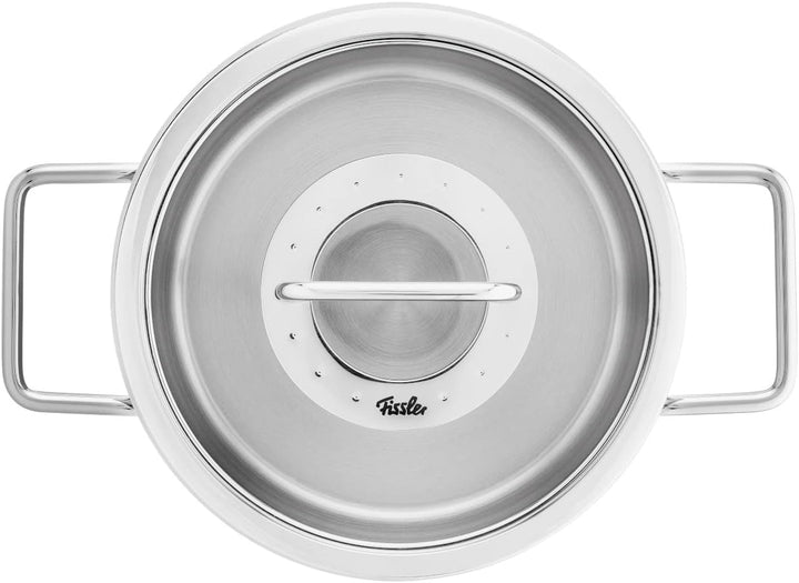 Fissler Pure Collection/Edelstahl-Kochtopfset, 4-teilig, Töpfe mit Glas-Deckel (2 Kochtöpfe,2 Braten