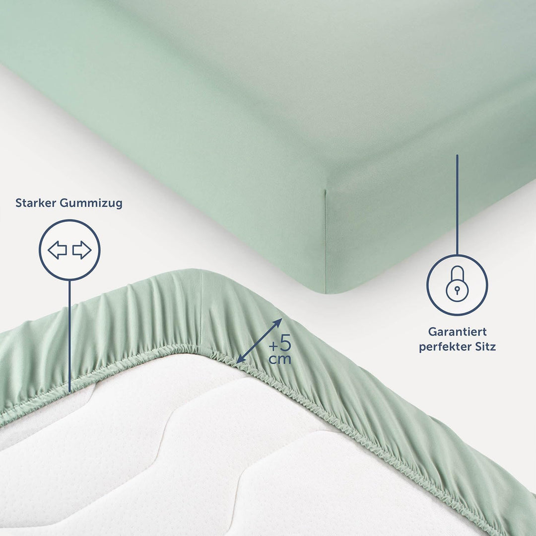 Blumtal® 2er Set Spannbettlaken 200x200x30cm aus Microfaser -zertifiziertes Bettlaken Spannbettlaken
