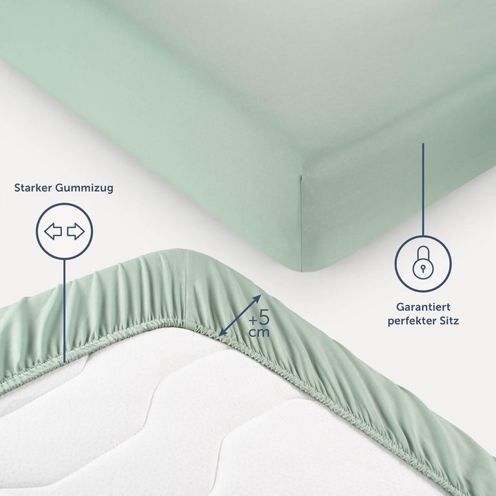Blumtal® 2er Set Spannbettlaken 200x200x30cm aus Microfaser -zertifiziertes Bettlaken Spannbettlaken