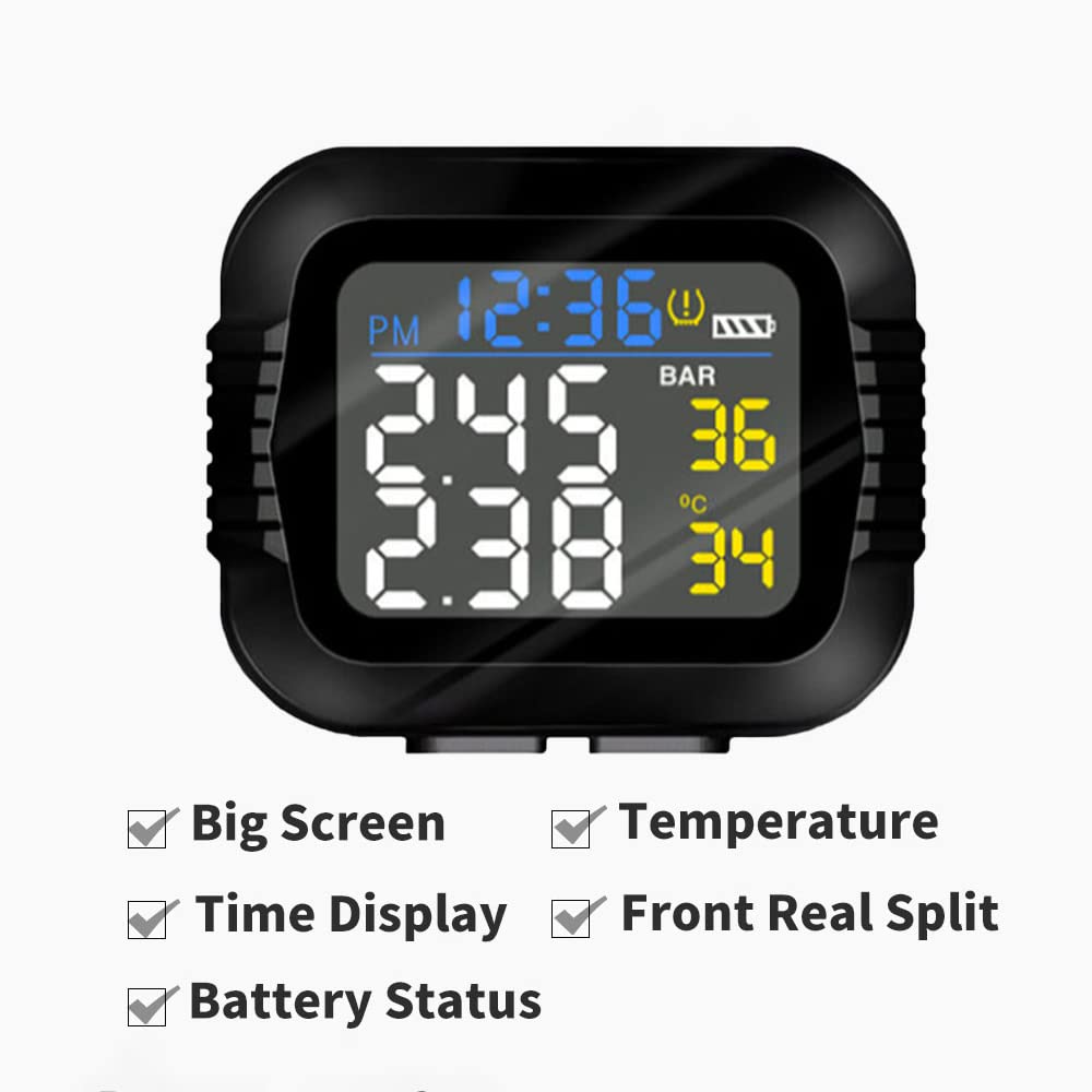 TOTMOX Motorrad-Reifendrucküberwachung, USB-Aufladung, kabelloses LCD-Display, TPMS-Überwachungssyst