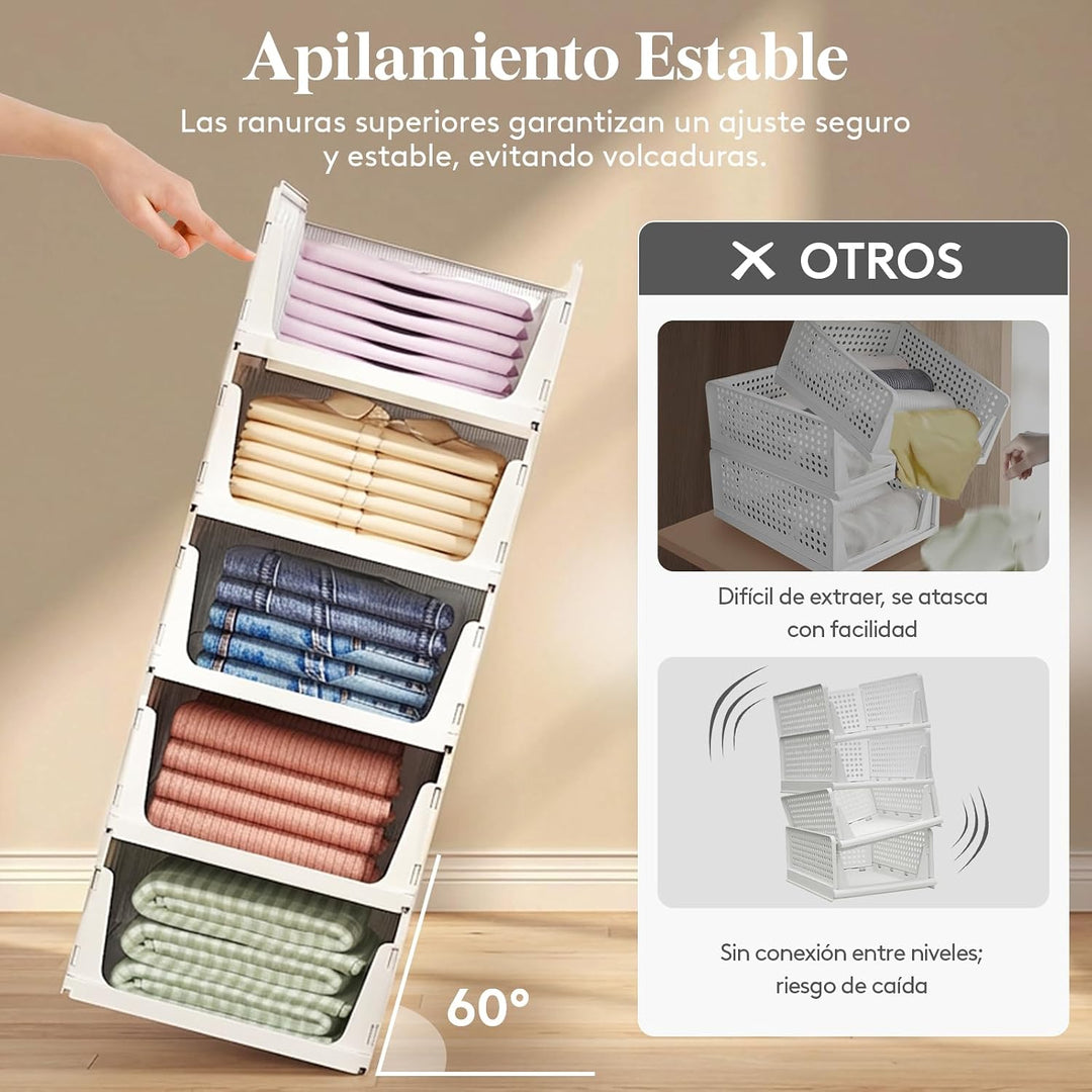 Lifewit 8er Set Stapelbare Kleiderschrank Organizer 42 cm Tief | Ausziehbar Kunststoff Ordnungssyste