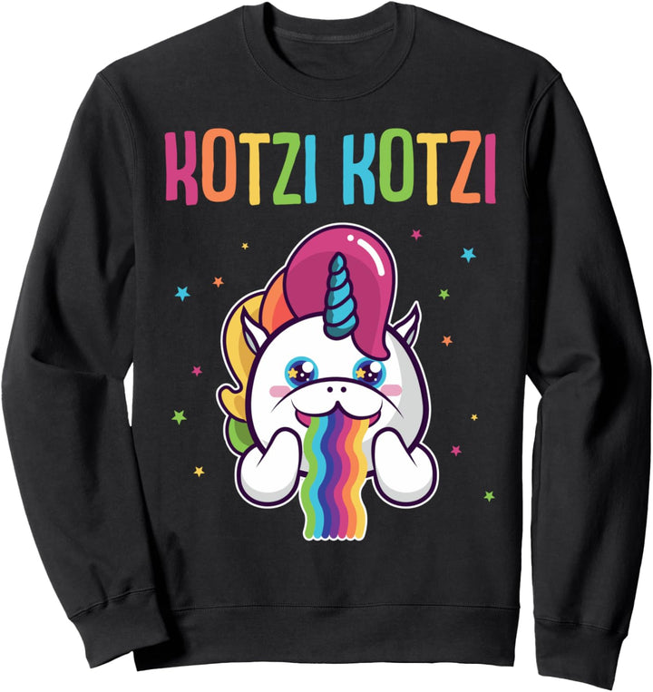 Kotzi Wein Bier Sekt Motto Party Schnaps Einhorn Partnerlook Sweatshirt