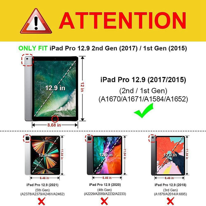 FOGARI Tastatur Hülle für iPad Pro 12.9 1./2. Generation, für iPad Pro 12.9 2017/2015, 7-farbige Hin