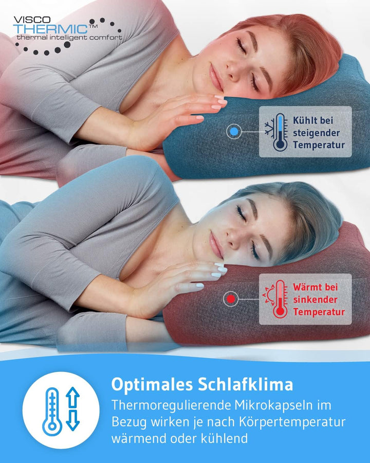 Seitenschläferkissen Recovery QuickDry – HWS-Nackenkissen gegen Nackenschmerzen für Rücken - & Seite