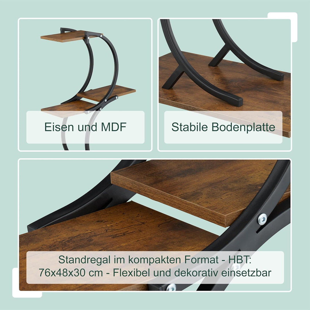 Relaxdays Pflanzenständer, 4 Ebenen, HxBxT: 76 x 48 x 30 cm, geschwungenes Blumenregal für 5 Blument