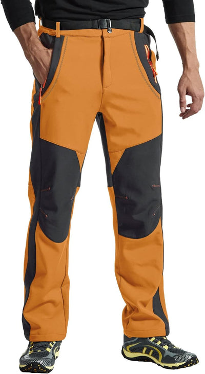 donhobo Herren Wanderhose Gefüttert Winterhose Wasserdicht Winddicht Warm Verdickte Softshellhose Ou