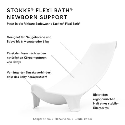 Stokke Flexi Bath Bundle, White Aqua – Faltbare Babywanne + Newborn Support – Robust & einfach zu ve
