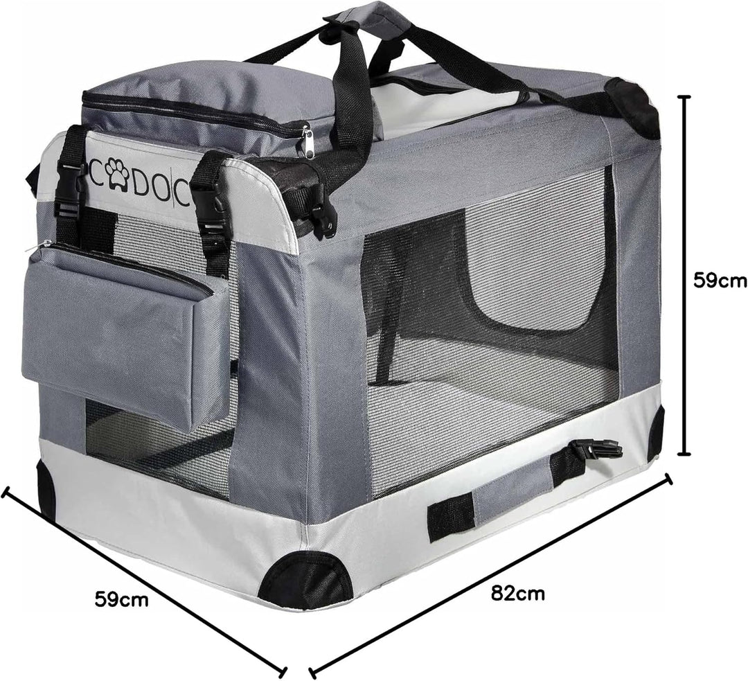 CADOCA® Hundebox XL 82x56x58cm faltbar atmungsaktiv robust Hundetransportbox Transporttasche Haustie
